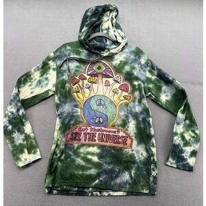 Kathmandu Imports Tie Dye Mushroom Eye Yin Yang Hoodie Sweatshirt L Green Blue